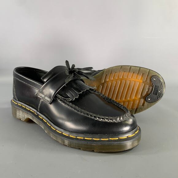 DR. MARTENS Size 9 Black Leather Eyelash & Tassel Loafers